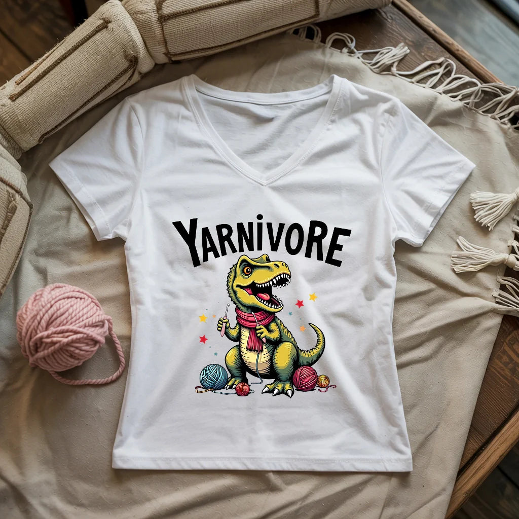 Yarnivore Crocheter Lady V-neck